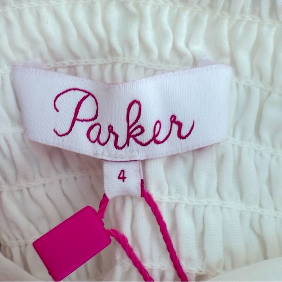 PARKER White Eyelet Ruffle Button Midi Dress Embroidered NWT size 4 Boho Chic - Picture 4 of 9